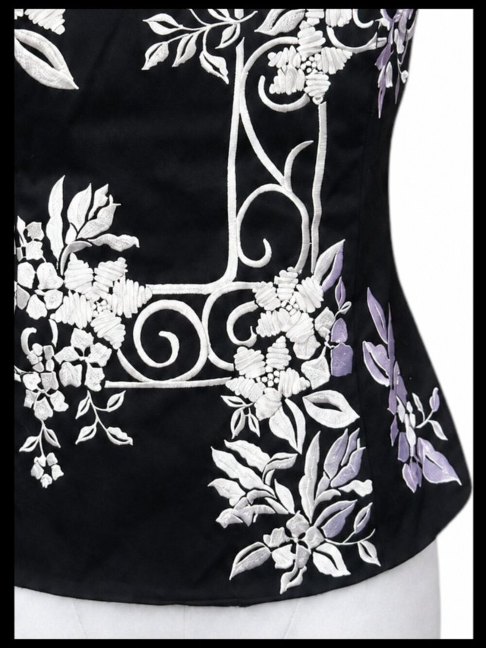 White House Black Market Bustier Top Black White Strapless Embroidered S 6 - Picture 3 of 7